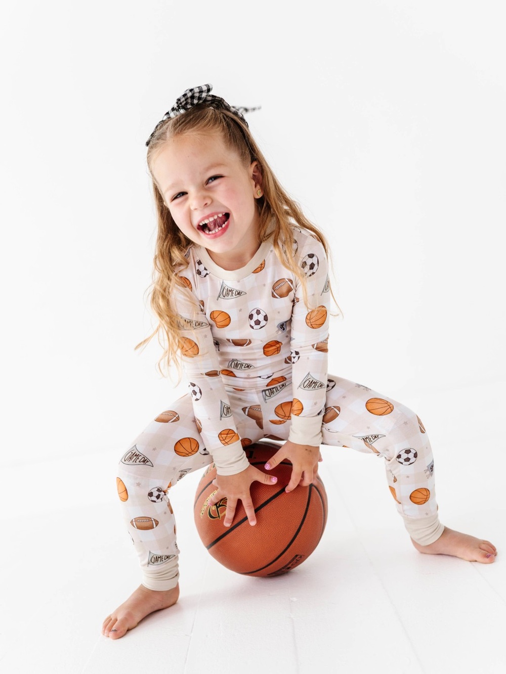 Kiki + Lulu Kids Game Day Gingham Football Basketball Soccer Pajama 3T 4T 5/6 7
